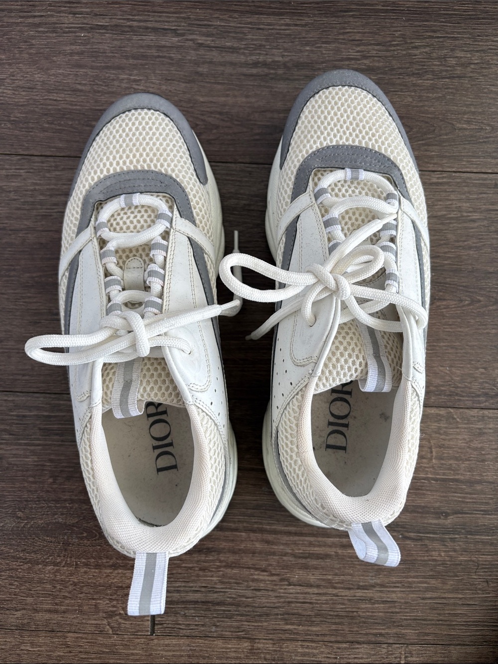 Dior White and Gray Mesh & Suede Runner Sneakers - Men’s